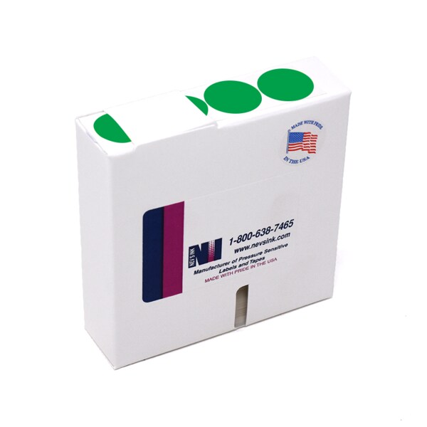 1" Color Coding Dots Green - Roll Form
